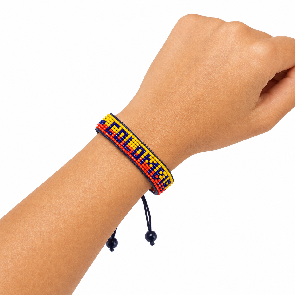 Bracelet drapeau perlé Colombie Coupe du Monde 2026 – Fait main et ajustable