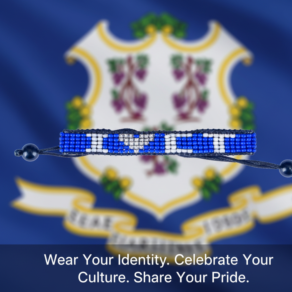 Ich liebe Connecticut Perlenarmband – Handgefertigt & Verstellbar