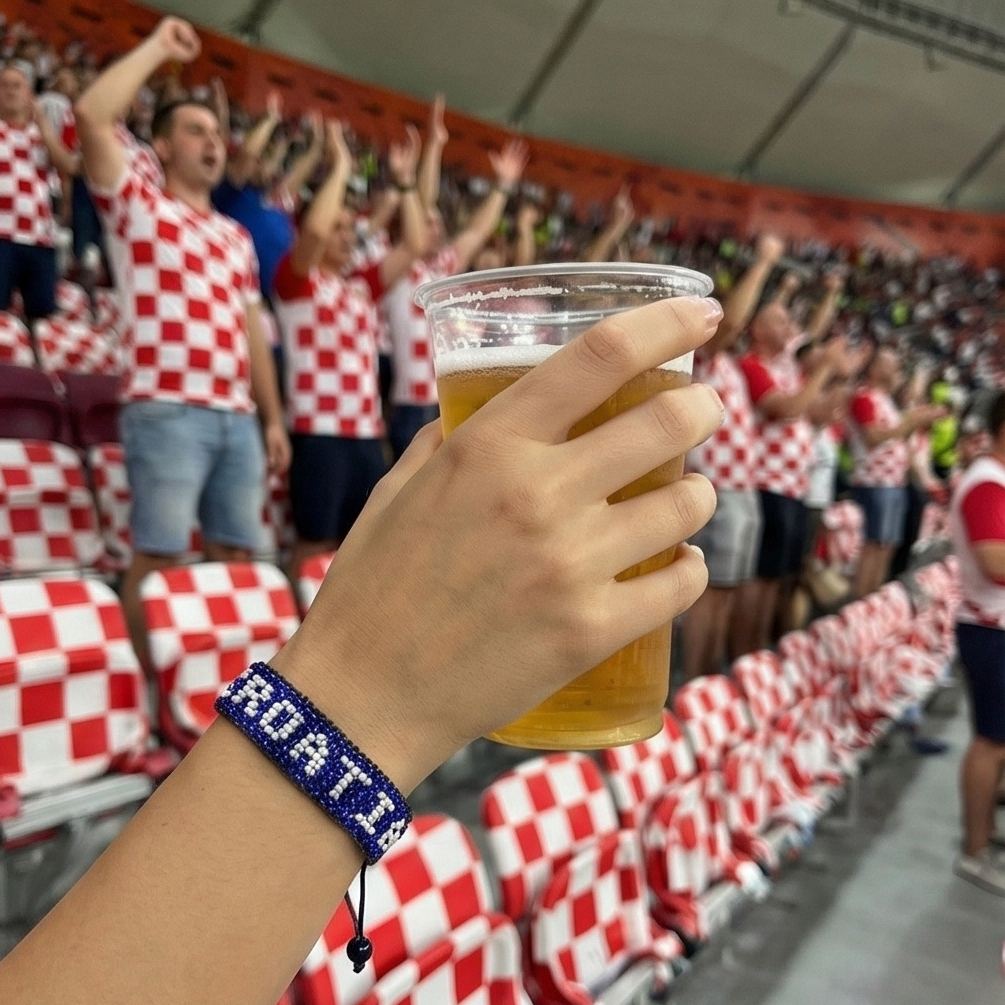 WM 2026 Kroatien Perlenarmband mit Flagge – Handgemacht & Verstellbar