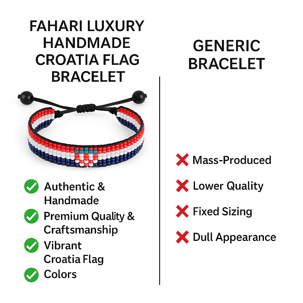 Croatia Flag Bracelet:  Handmade Bracelet with Adjustable Beaded Wristband