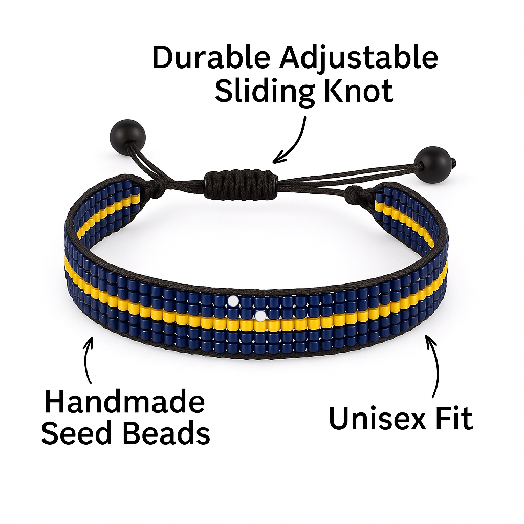 Curaçao Flag Bracelet: Handmade Adjustable Beaded Wristband