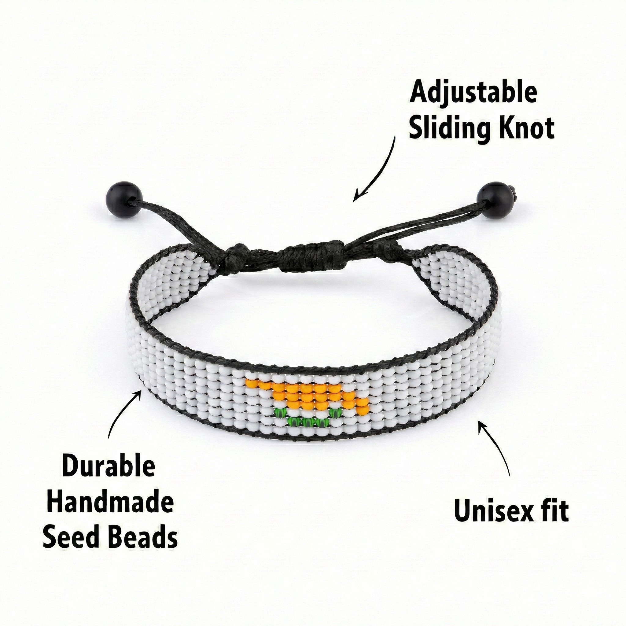 Zypern-Flaggen-Armband: Handgefertigtes verstellbares Perlenarmband