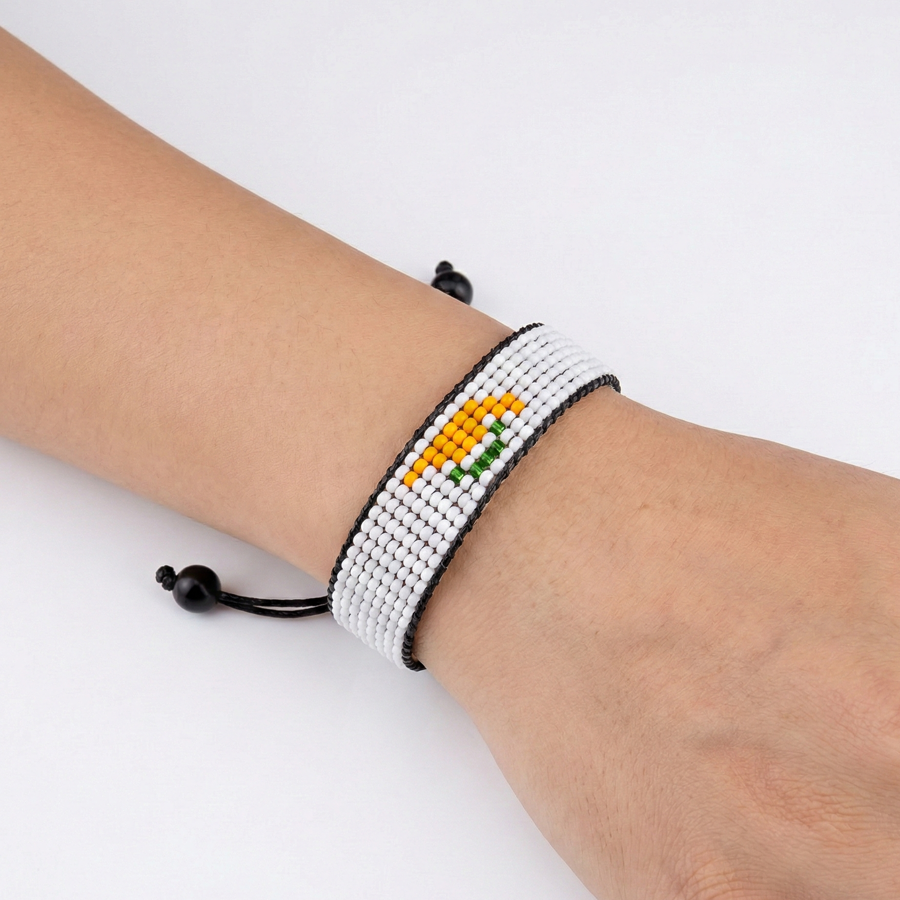 Cyprus Flag Bracelet: Handmade Adjustable Beaded Wristband