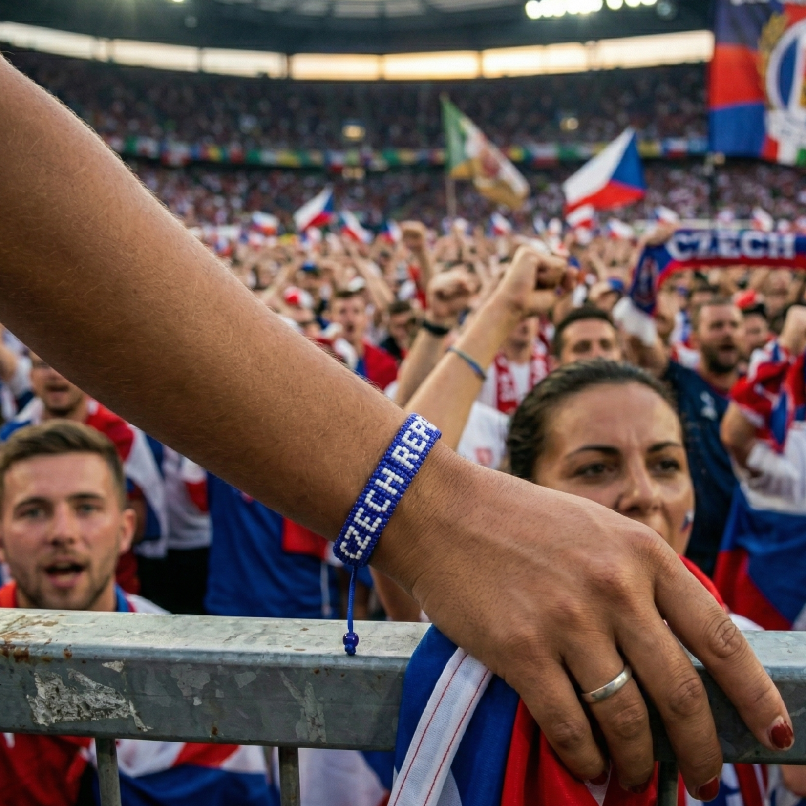 Bracelet Drapeau Perlé République Tchèque Coupe du Monde 2026 – Fait Main et Ajustable