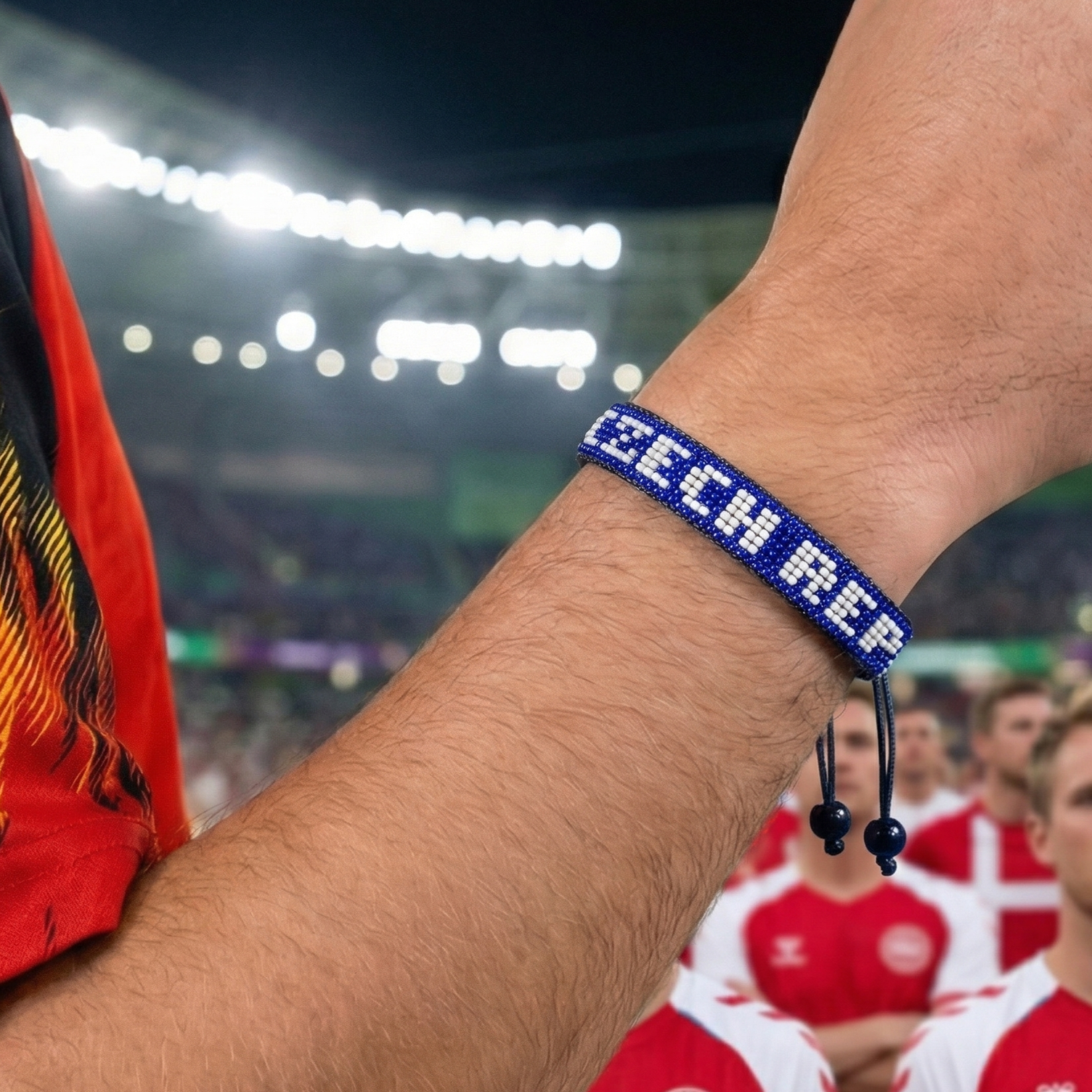 Bracelet Drapeau Perlé République Tchèque Coupe du Monde 2026 – Fait Main et Ajustable