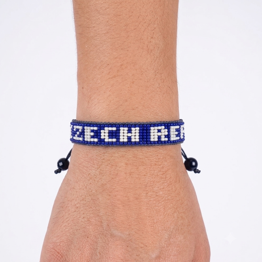 Czech Republic Flag Bracelet – Handmade Adjustable Bracelet