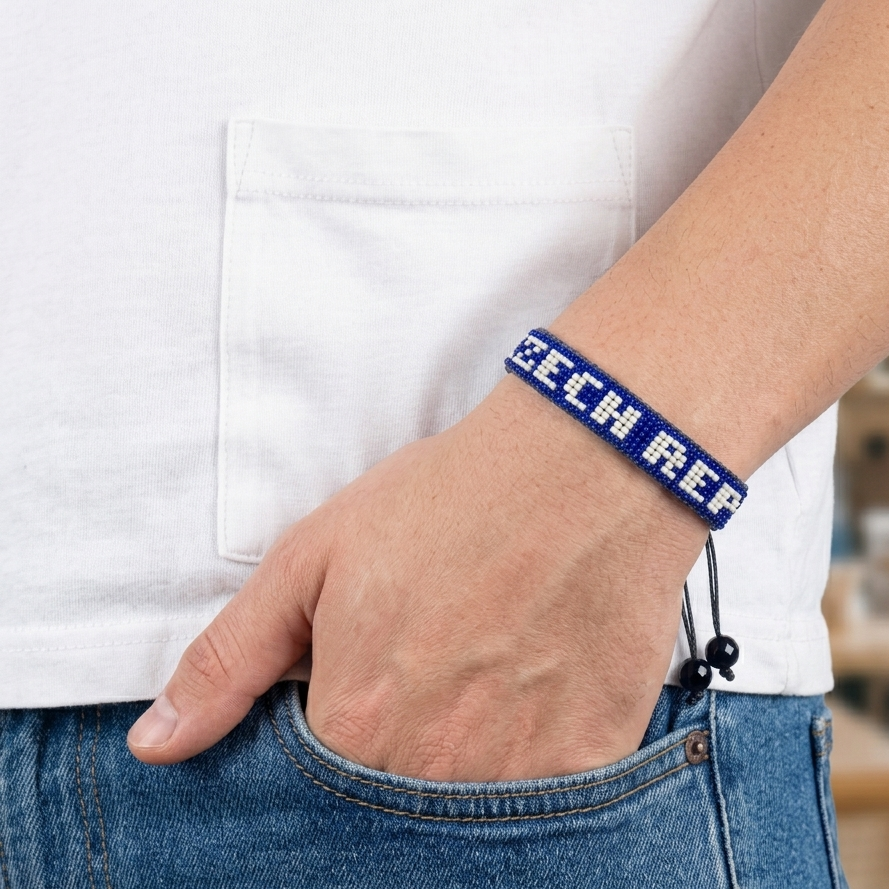 Czech Republic Flag Bracelet – Handmade Adjustable Bracelet