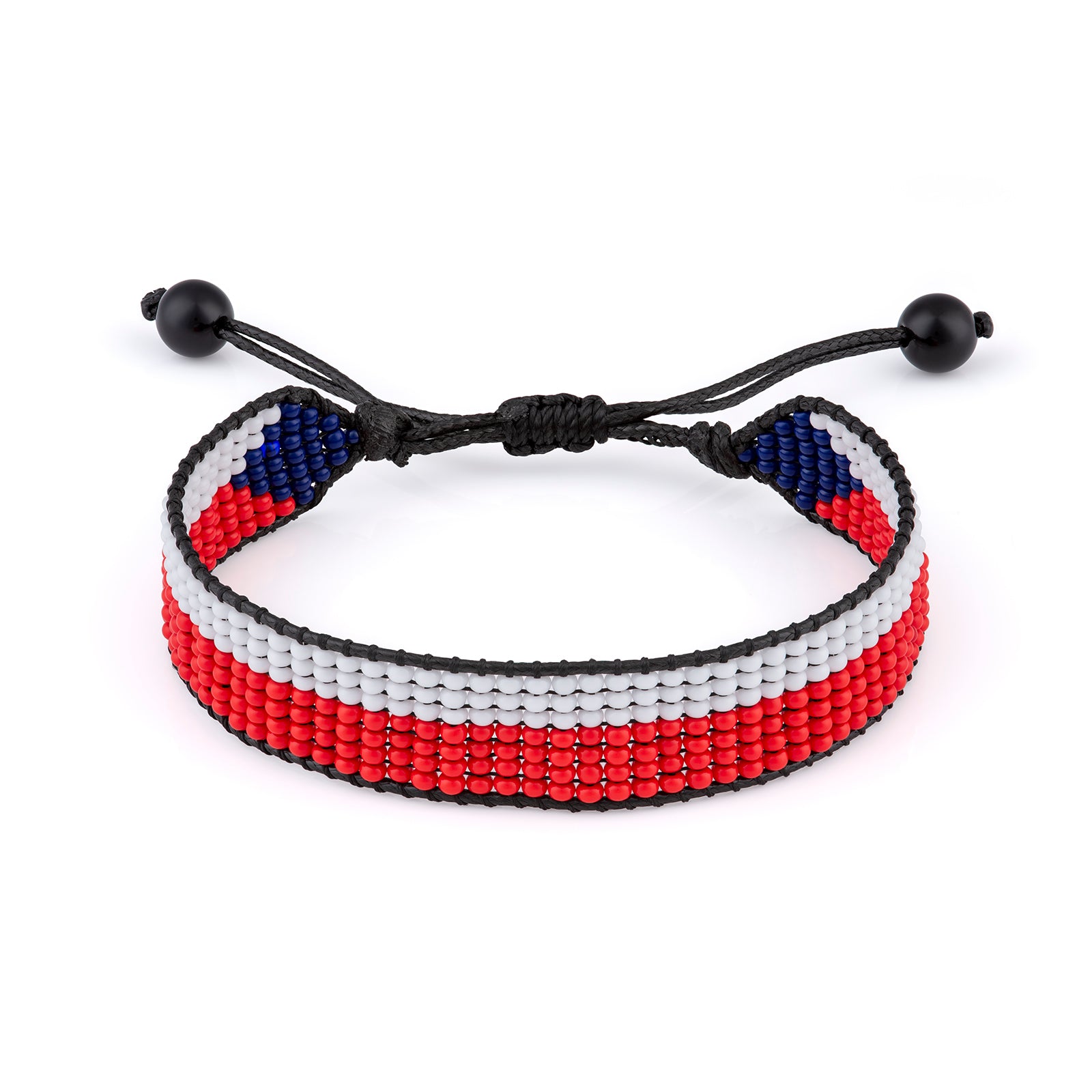 Czechia Flag Bracelet: Handmade Adjustable Beaded Wristband