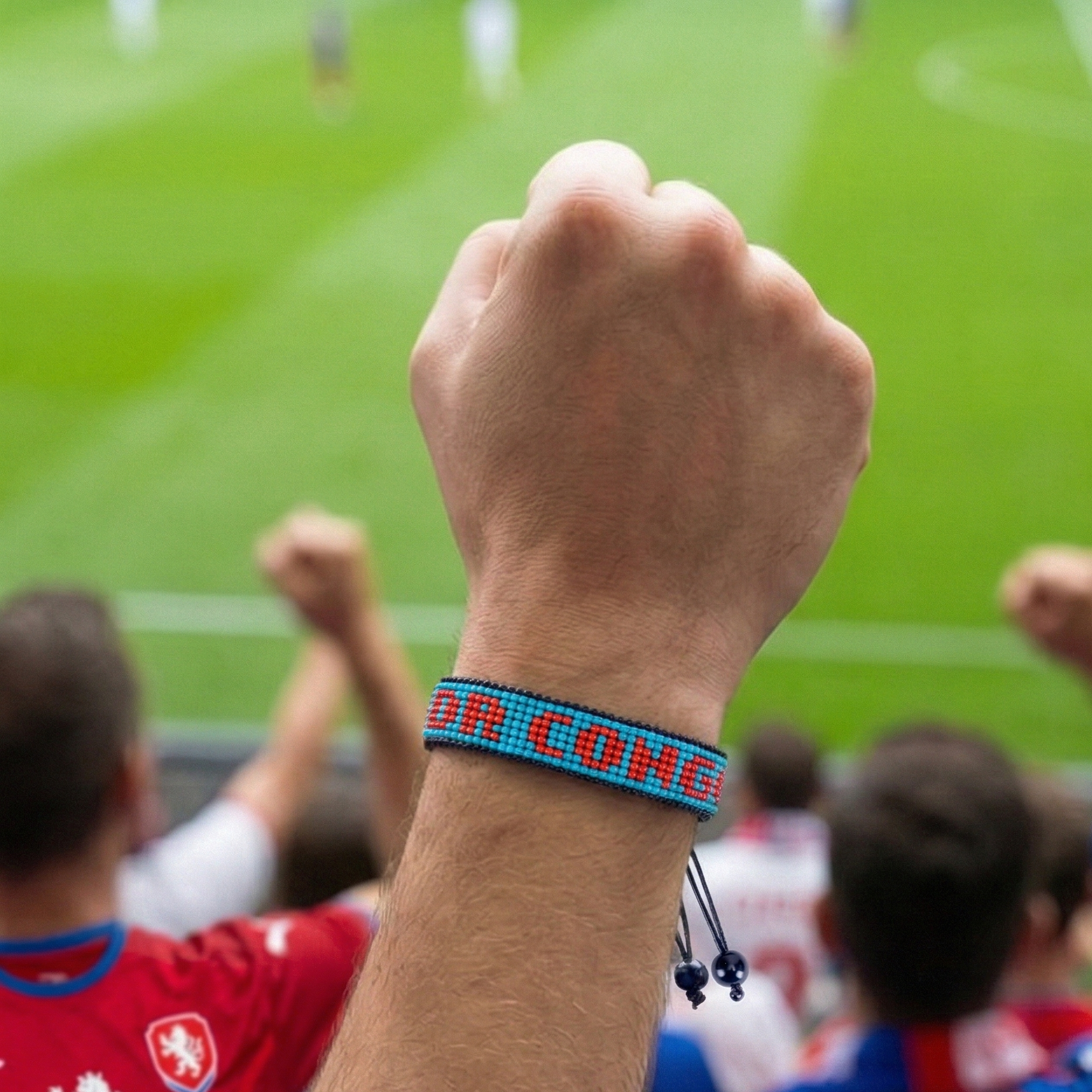 Bracelet drapeau perlé Coupe du Monde 2026 RD Congo – Fait main et ajustable