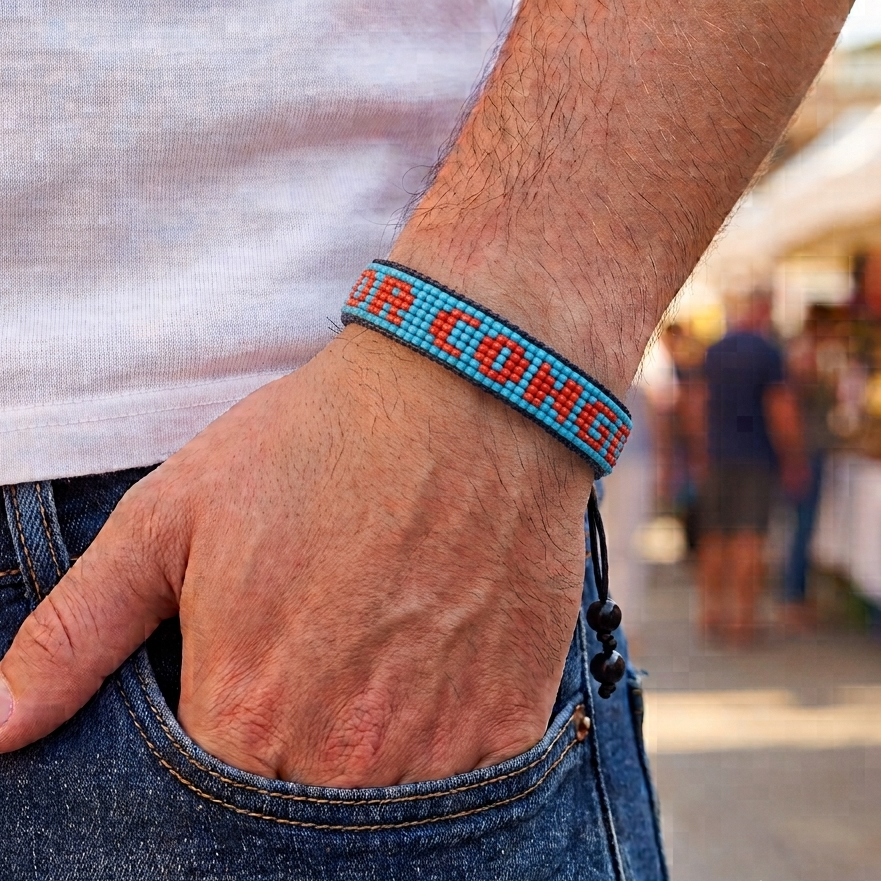 DR Congo Flag Bracelet – Handmade Adjustable Bracelet