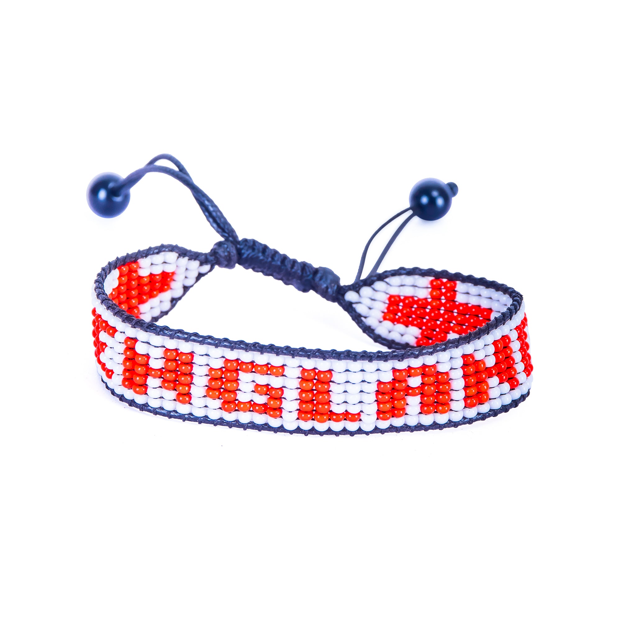 Bracelet drapeau de l'Angleterre perlé Coupe du Monde 2026 – Fait main et ajustable