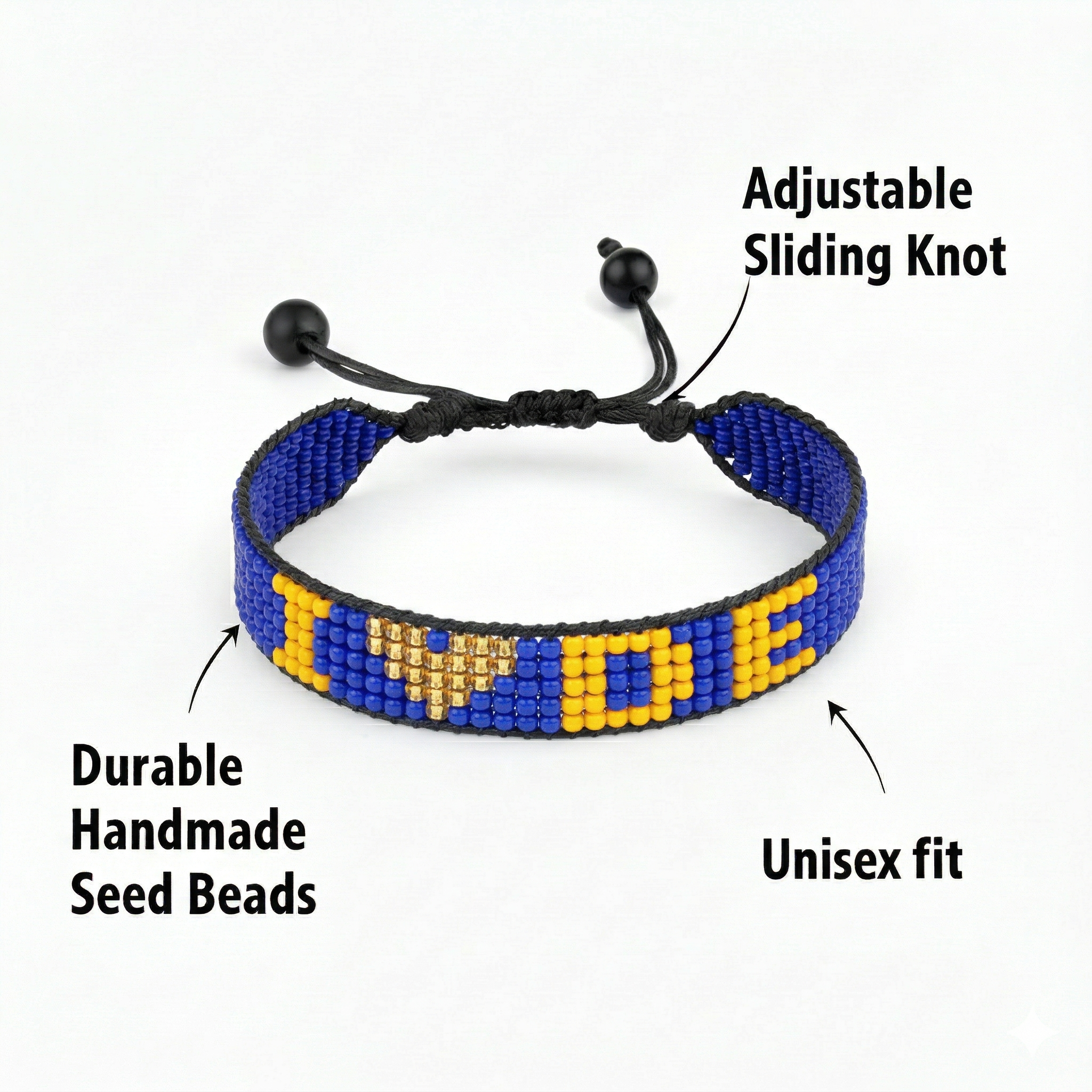 Ich liebe Delaware Armband, handgemacht, verstellbar, zeige deinen Stolz