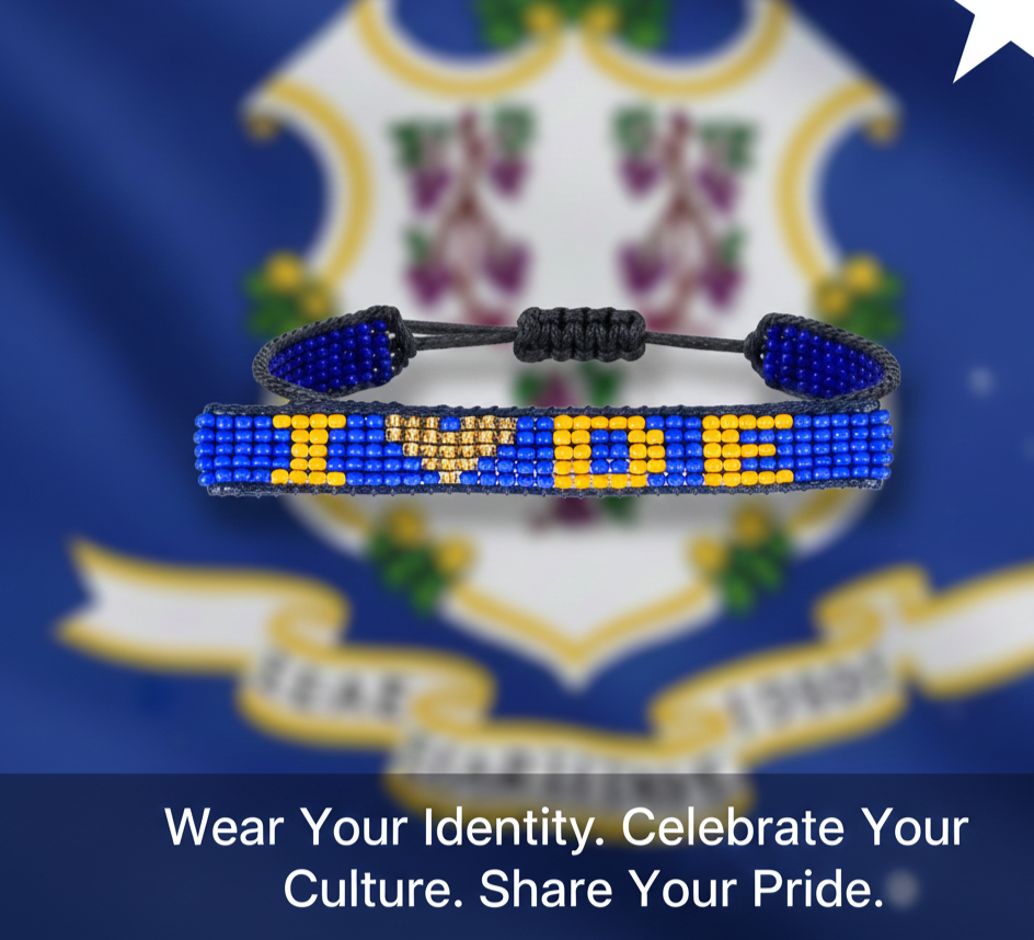 Ich liebe Delaware Armband, handgemacht, verstellbar, zeige deinen Stolz