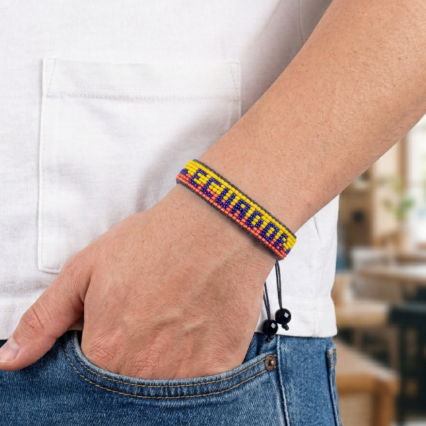 Ecuador Flag Bracelet – Handmade Adjustable Bracelet