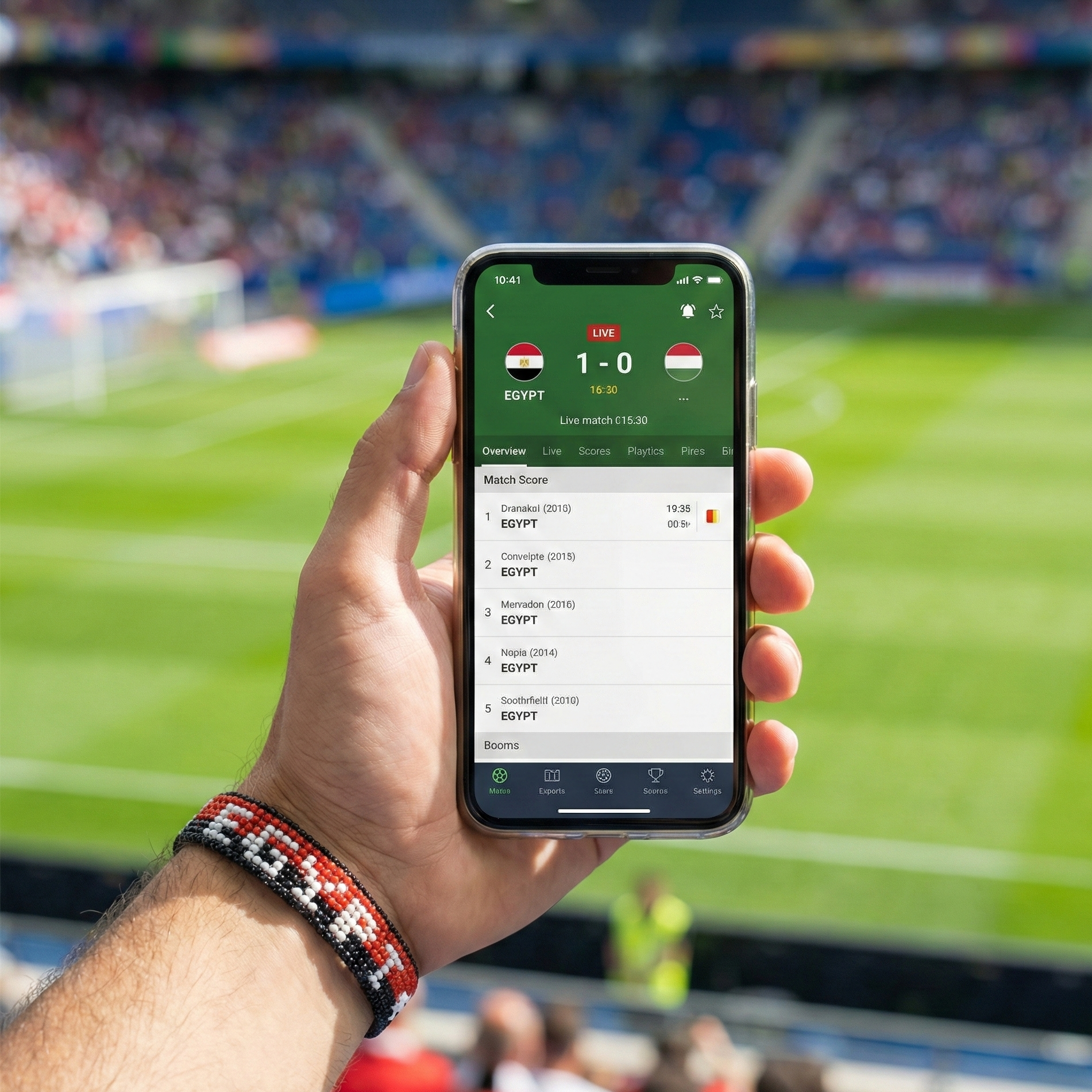 Bracelet de drapeau égyptien perlé Coupe du Monde 2026 – Fait main et ajustable