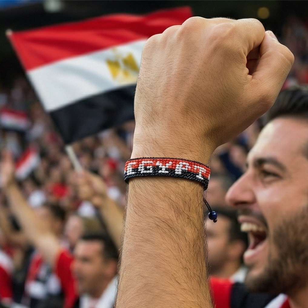 Bracelet de drapeau égyptien perlé Coupe du Monde 2026 – Fait main et ajustable