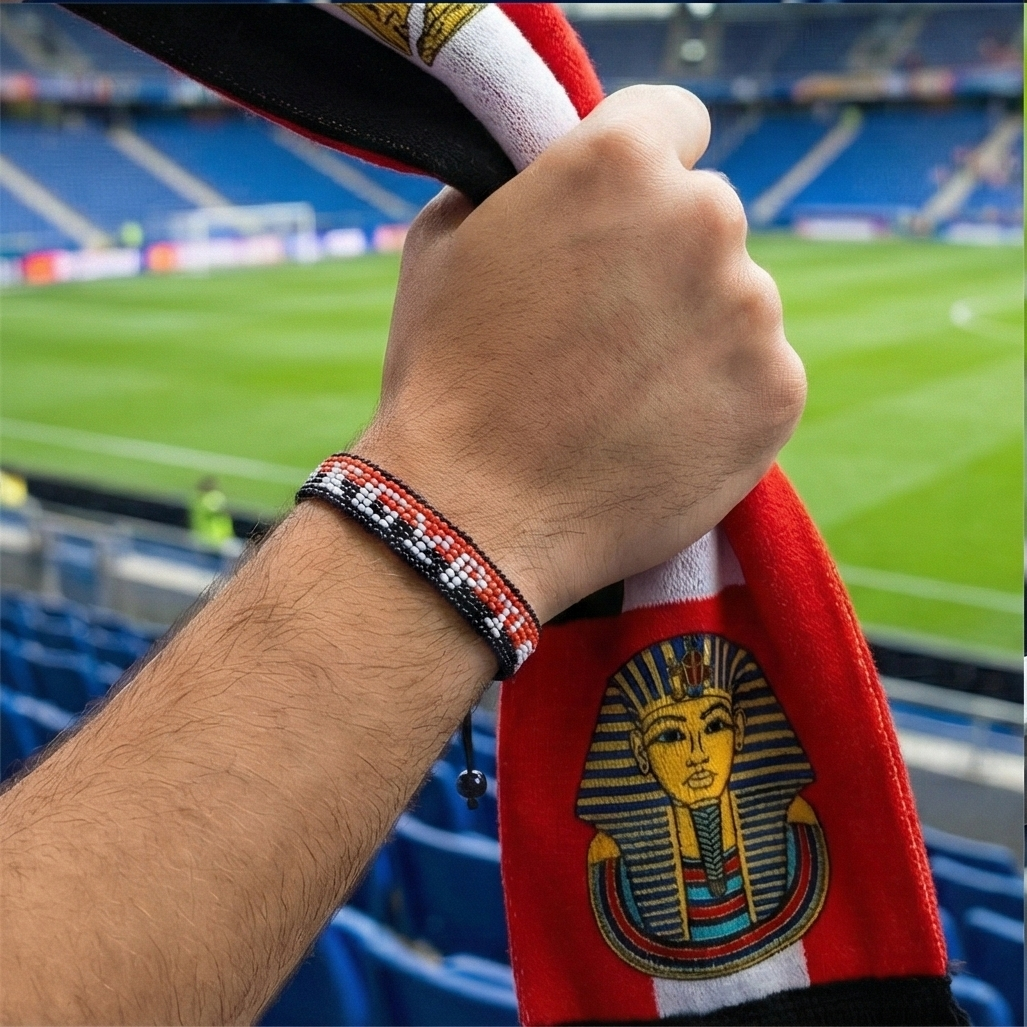 Bracelet de drapeau égyptien perlé Coupe du Monde 2026 – Fait main et ajustable