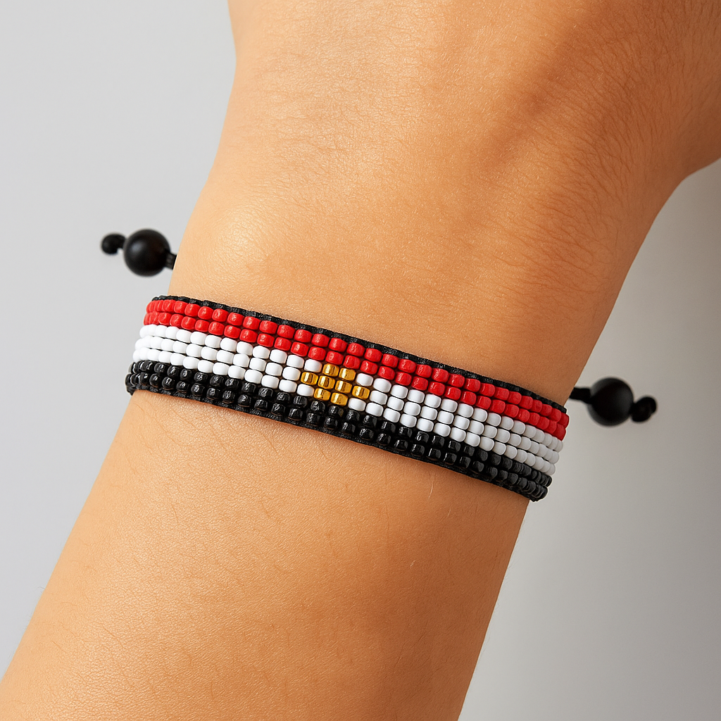 Bracelet drapeau de l'Égypte : Bracelet réglable fait main avec perles