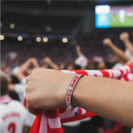 Bracelet drapeau de l'Angleterre perlé Coupe du Monde 2026 – Fait main et ajustable
