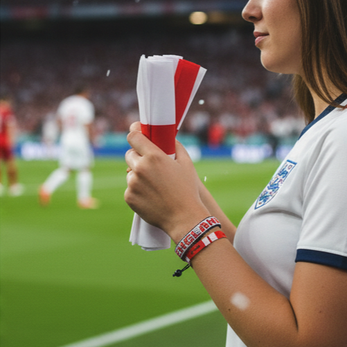 Bracelet drapeau de l'Angleterre perlé Coupe du Monde 2026 – Fait main et ajustable