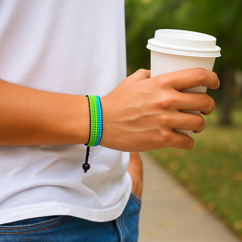 Bracelet drapeau de l'Érythrée : Bracelet fait main, bracelet perlé ajustable