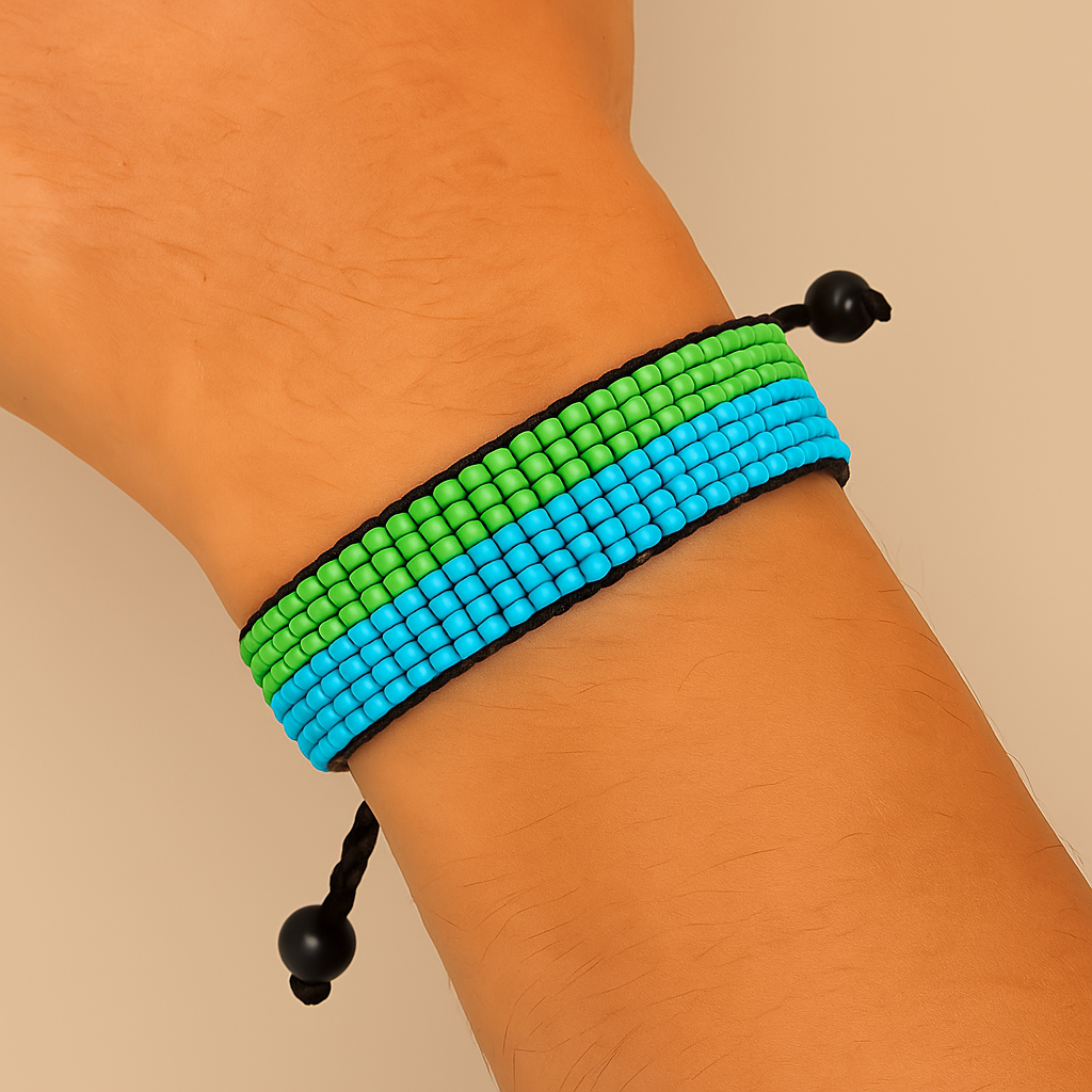 Bracelet drapeau de l'Érythrée : Bracelet fait main, bracelet perlé ajustable