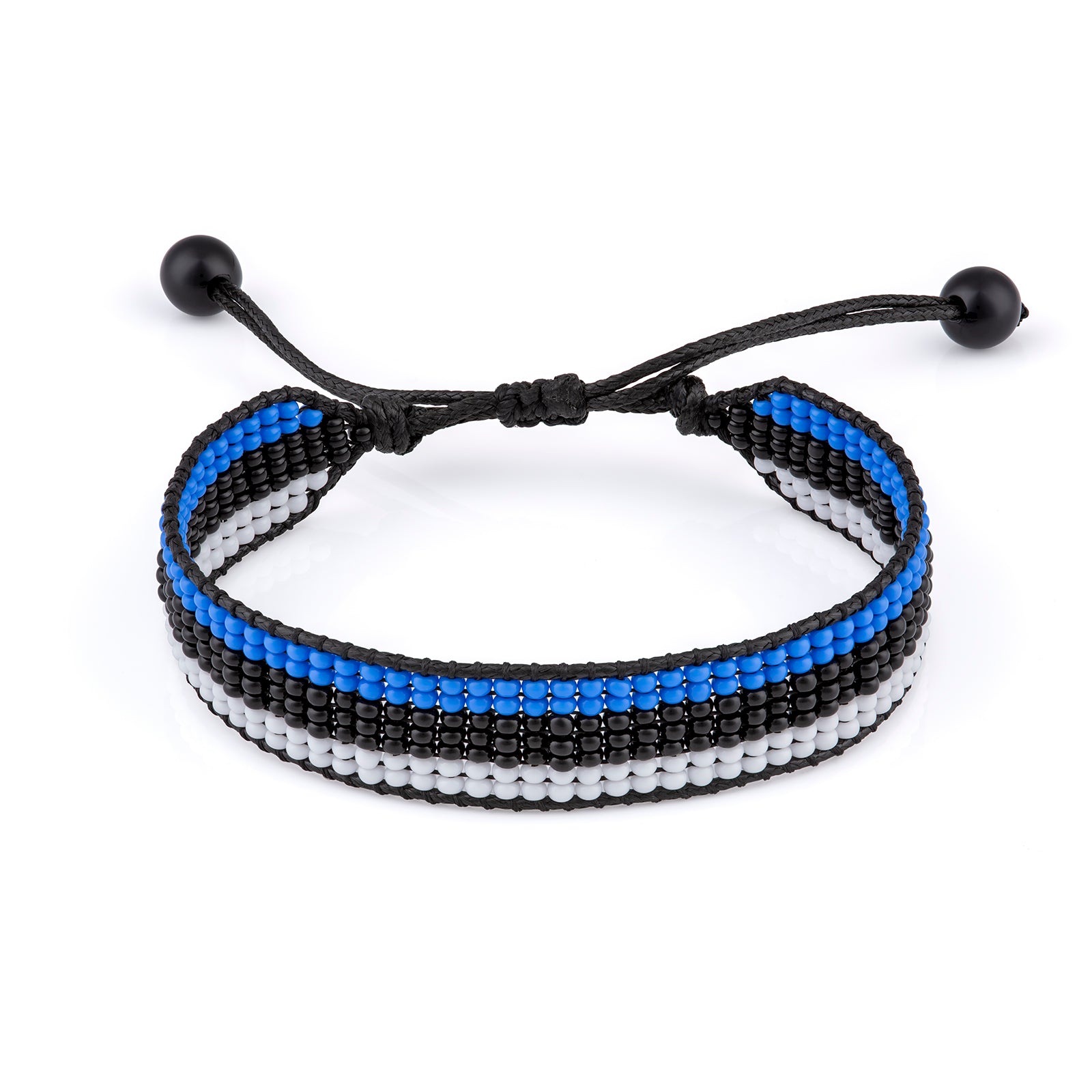 Estonia Flag Bracelet: Handmade Bracelet, Adjustable Beaded Wristband