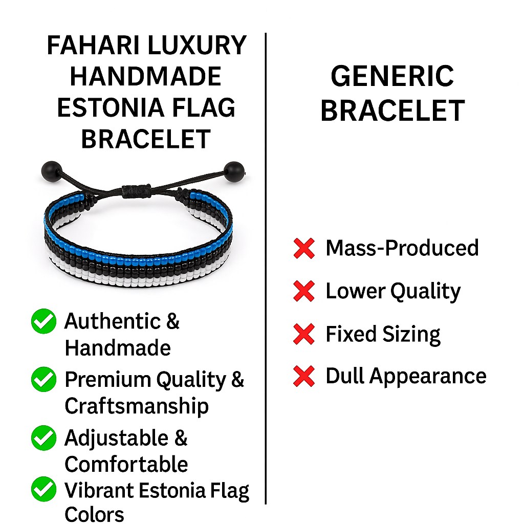 Estonia Flag Bracelet: Handmade Bracelet, Adjustable Beaded Wristband