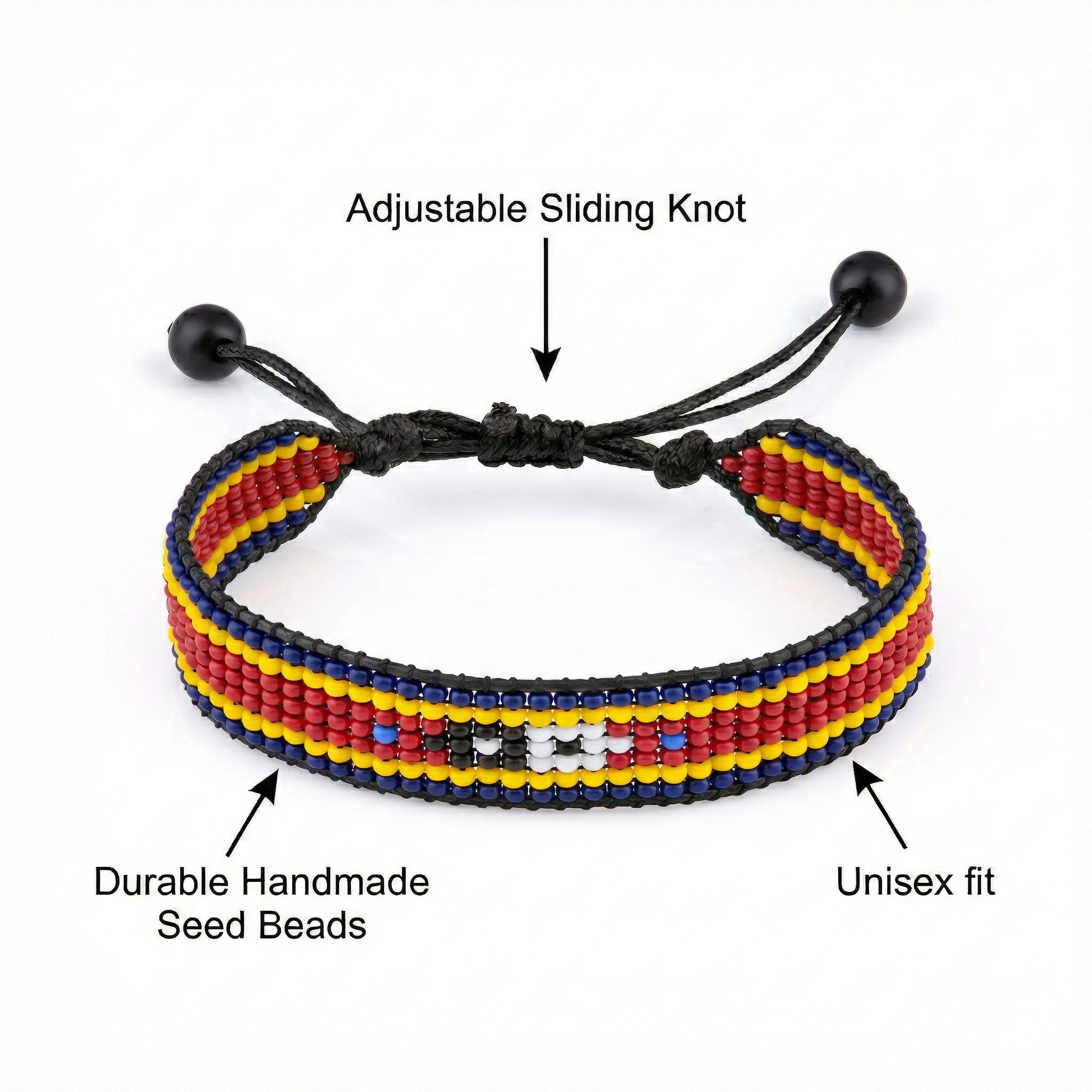 Eswatini Flag Bracelet: Handmade Bracelet, Adjustable Beaded Wristband