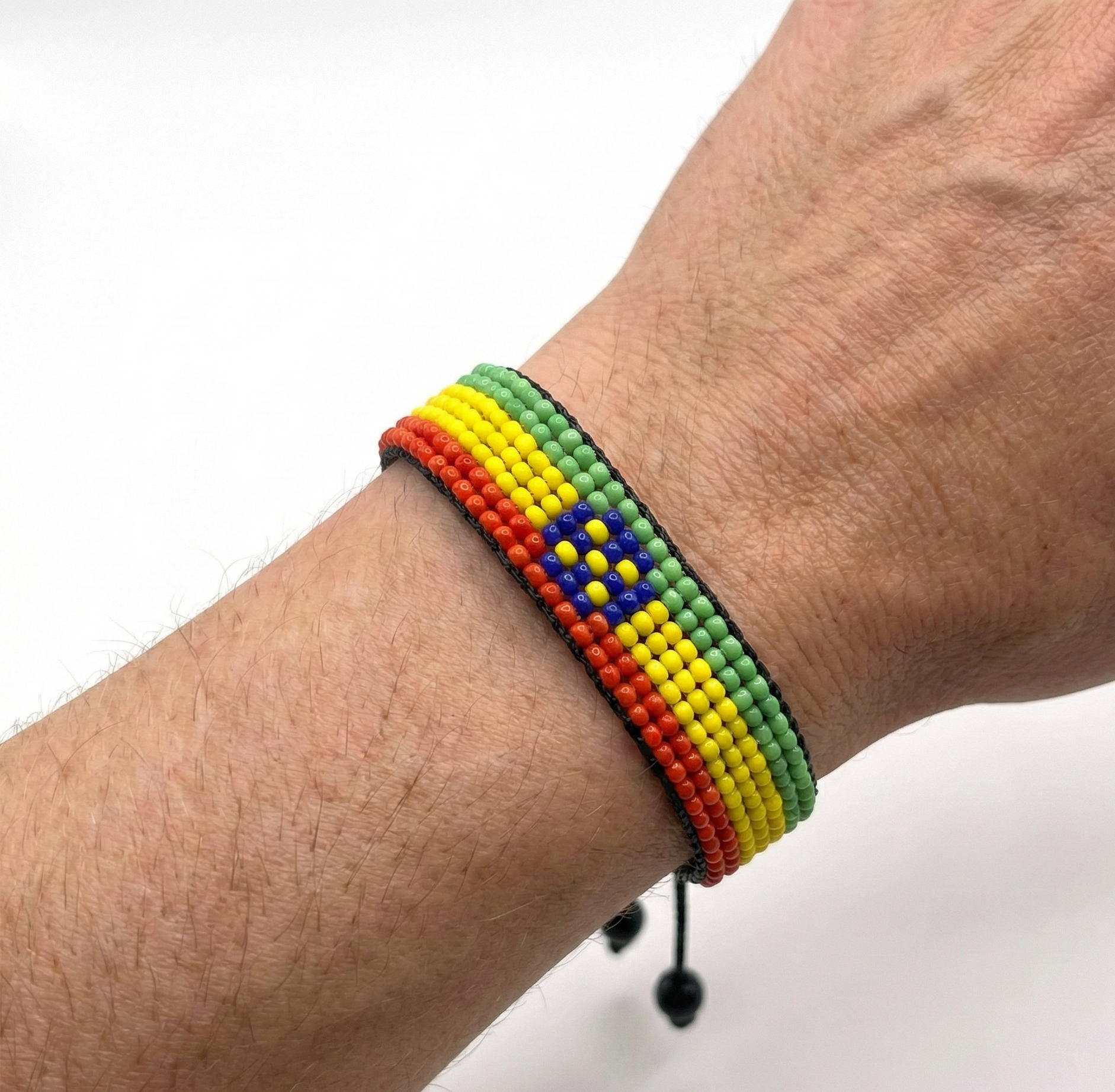 Bracelet drapeau d'Éthiopie : Bracelet fait main, bracelet ajustable en perles