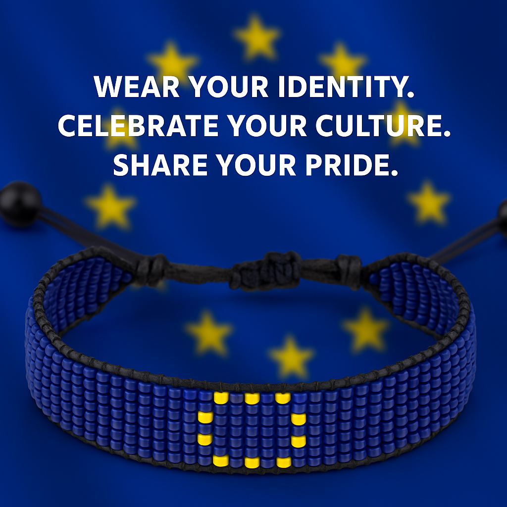 Armband mit Flaggen der Eurozone: Handgemachtes Armband, verstellbares Perlenarmband