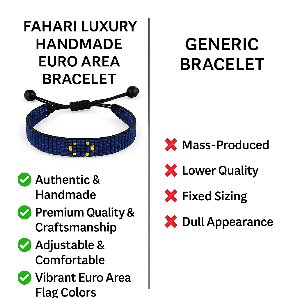 Armband mit Flaggen der Eurozone: Handgemachtes Armband, verstellbares Perlenarmband