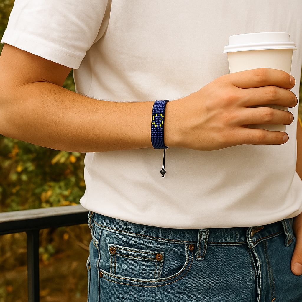 Armband mit Flaggen der Eurozone: Handgemachtes Armband, verstellbares Perlenarmband