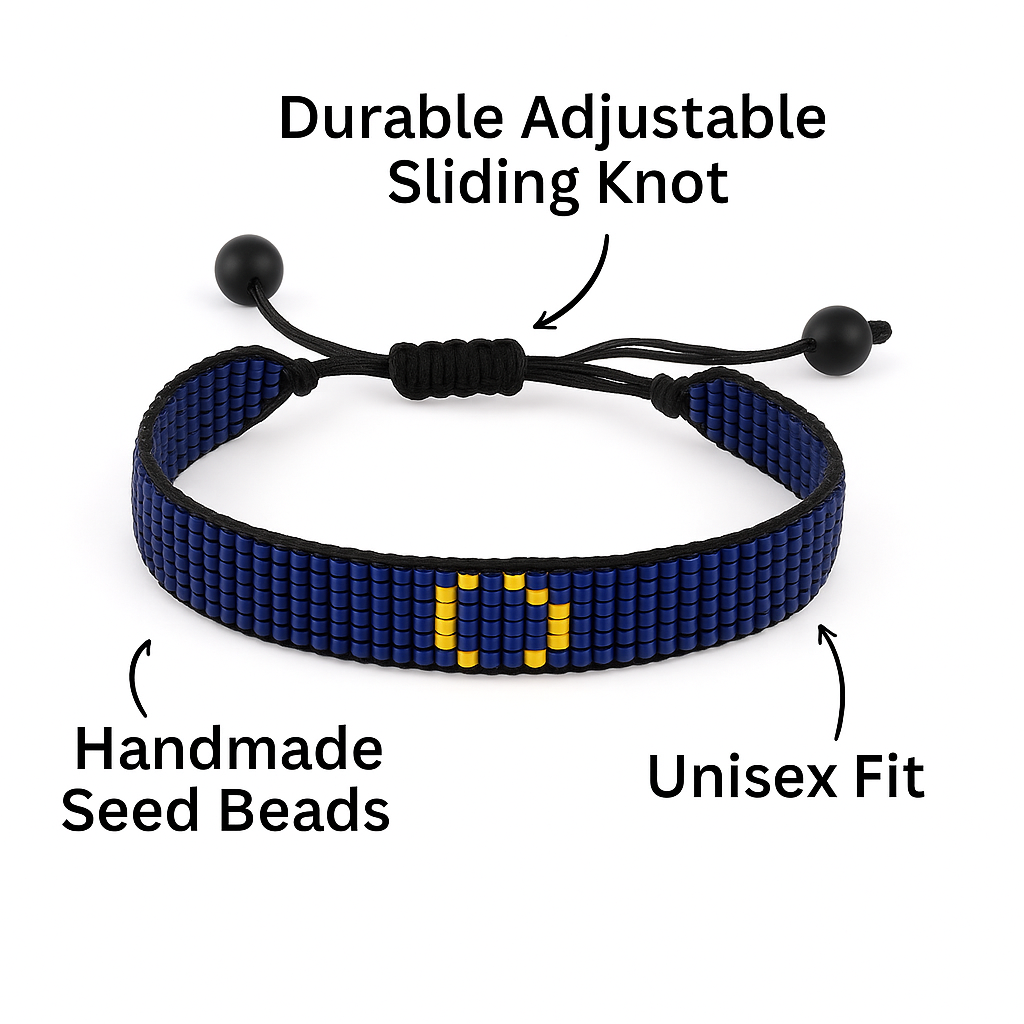 Euro Area Flag Bracelet: Handmade Bracelet, Adjustable Beaded Wristband