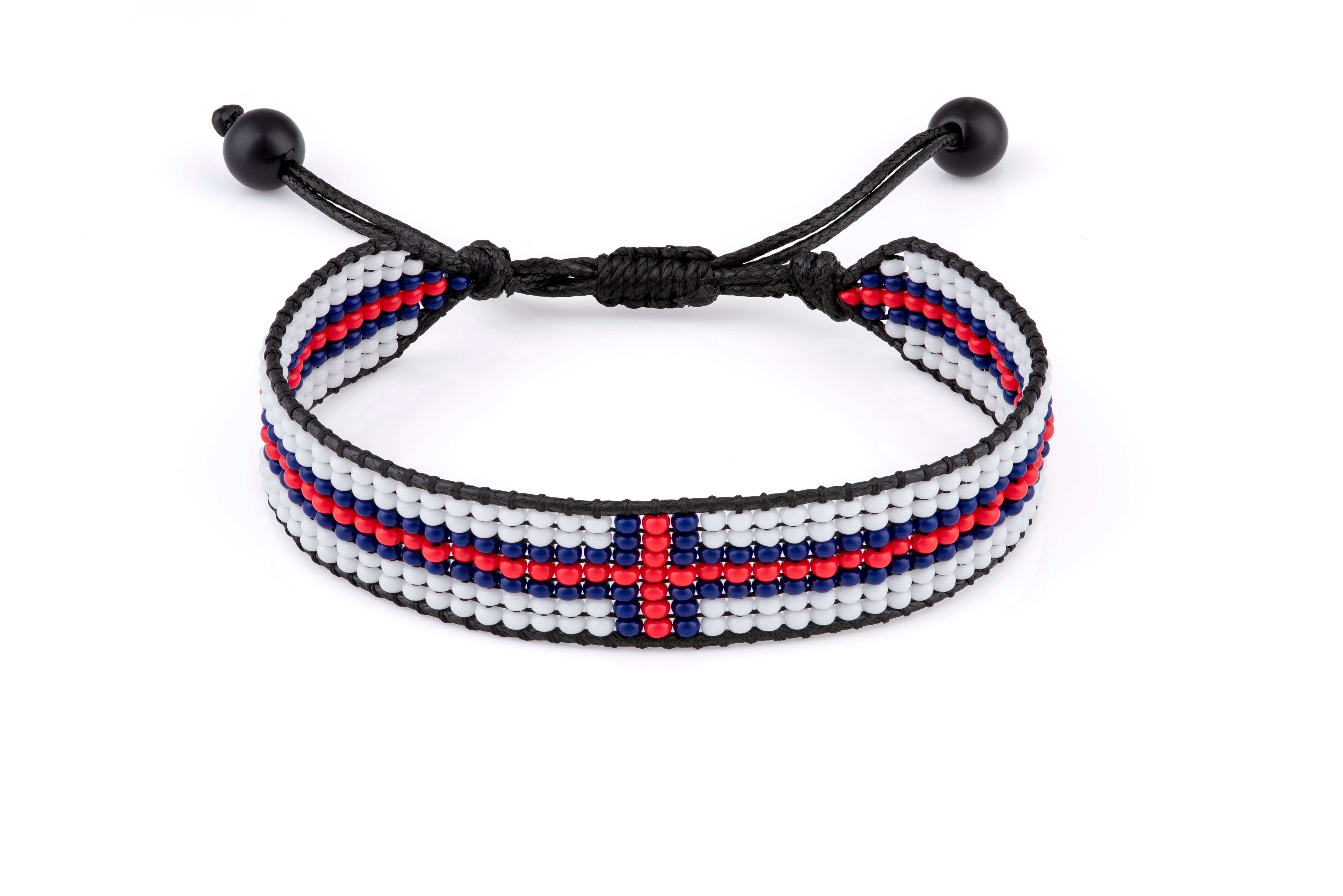 Faroe Islands Flag Bracelet: Handmade Bracelet, Adjustable Beaded Wristband