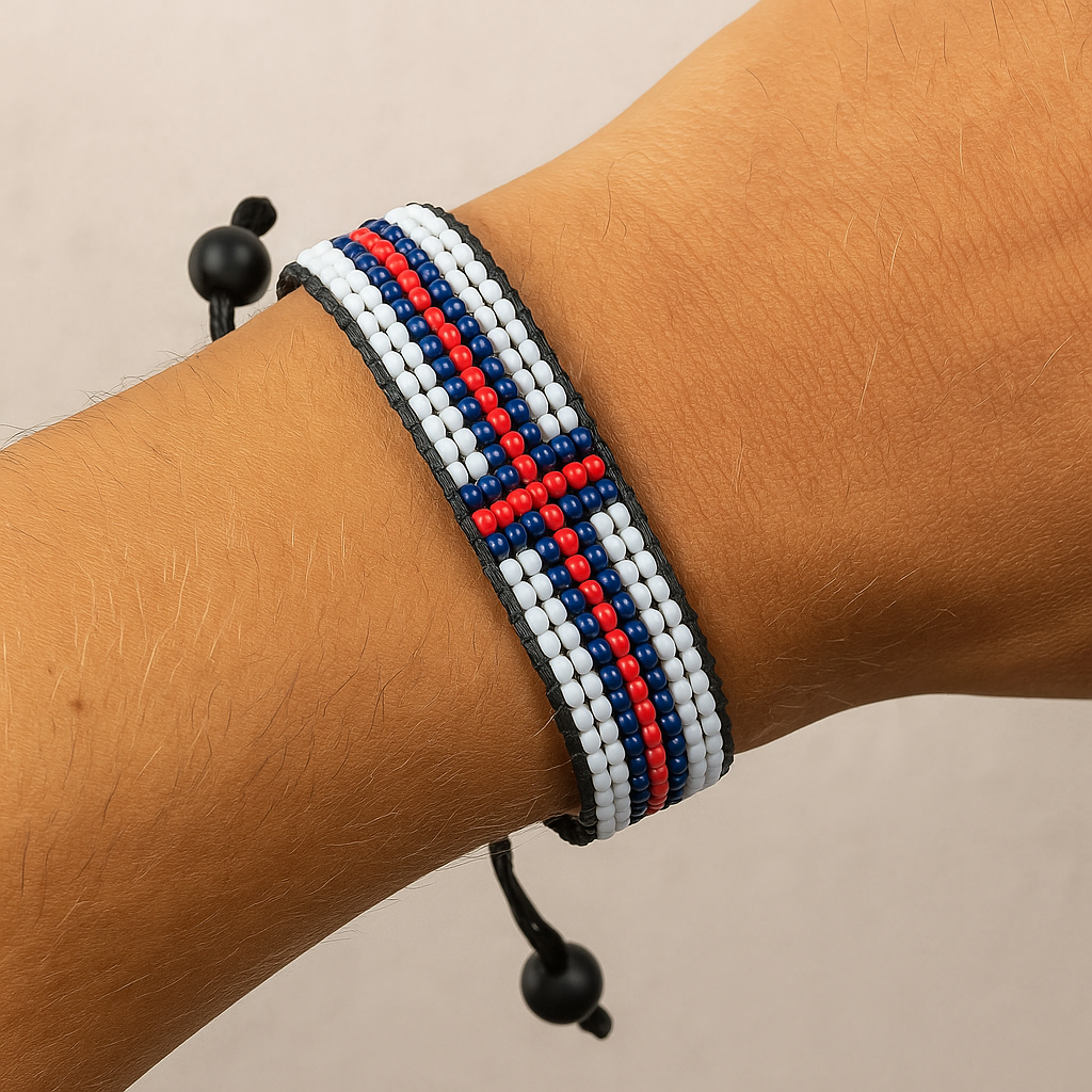 Färöer-Inseln Flaggenarmband: Handgemachtes Armband, verstellbares Perlenarmband