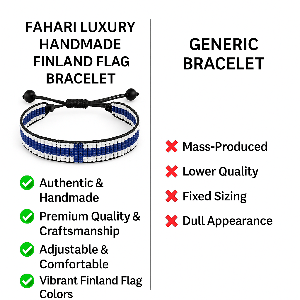 Finnland-Flaggen-Armband: Handgefertigtes Armband, verstellbares Perlenarmband