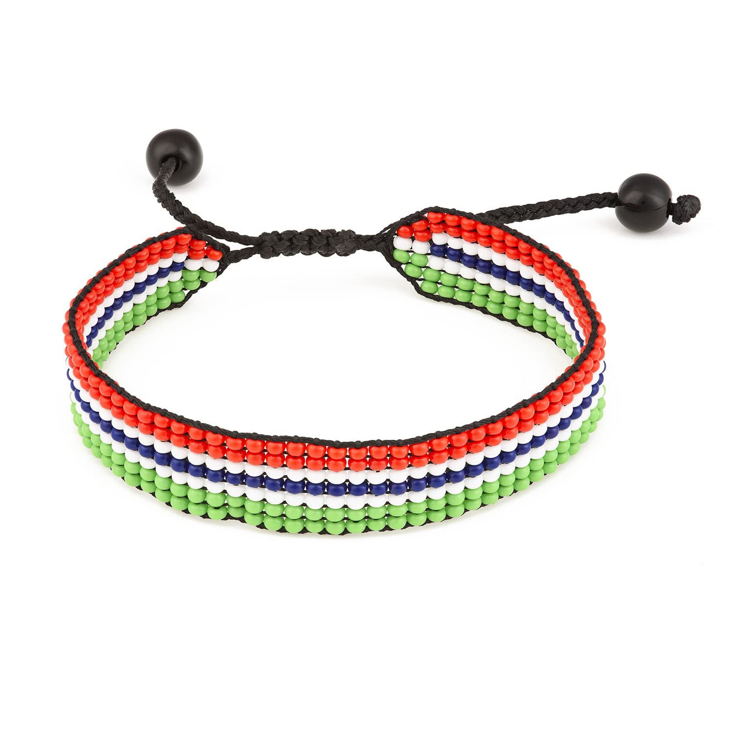 Gambia Flag Bracelet: Handmade Bracelet, Adjustable Beaded Wristband