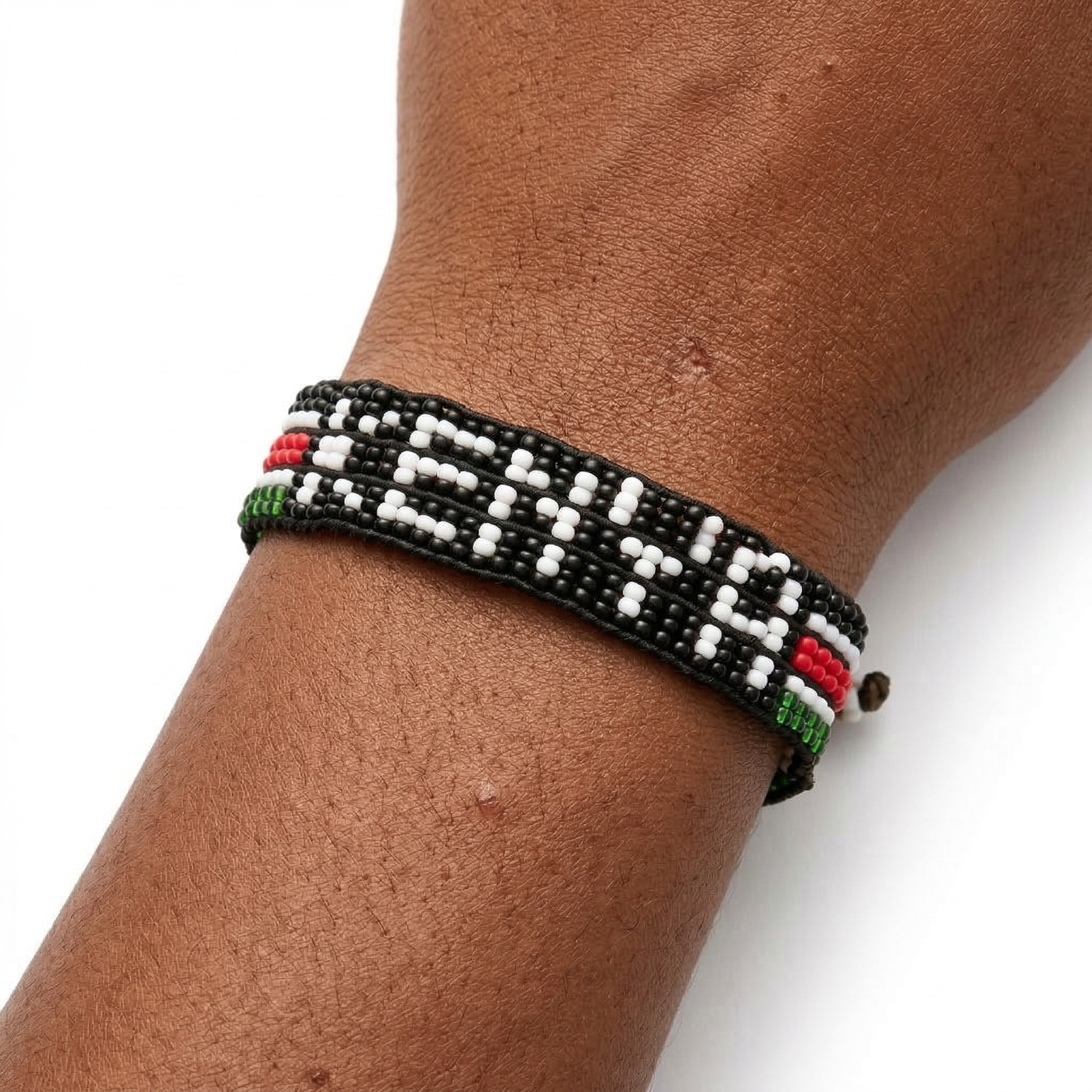 Bracelet drapeau du Kenya (Kenya) - Ajustable et extensible, parfait pour les adolescents et les adultes ayant des poignets plus fins