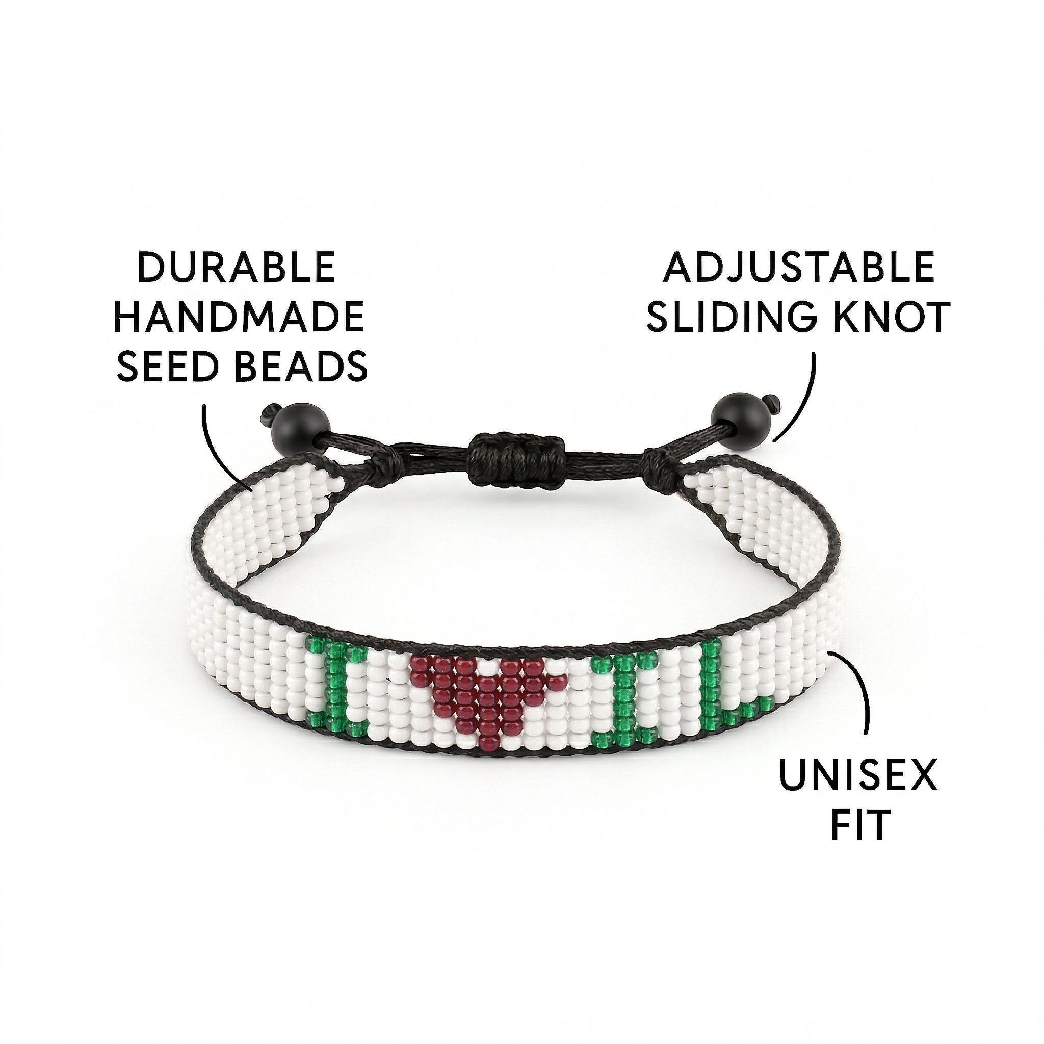 Bracelet perlé « I Love Illinois » – Fait main et ajustable