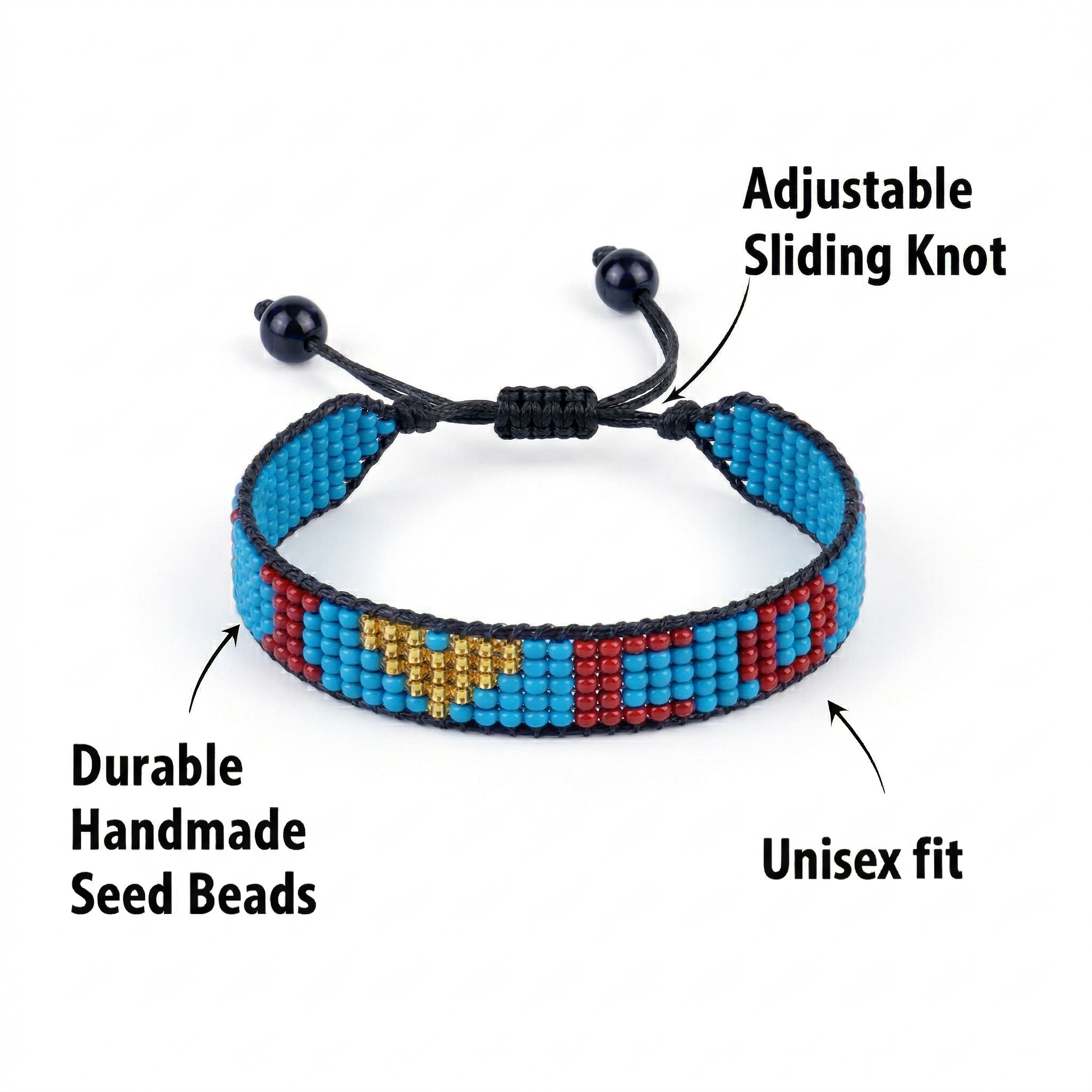 Ich liebe Colorado Perlenarmband – Handgefertigt & Verstellbar