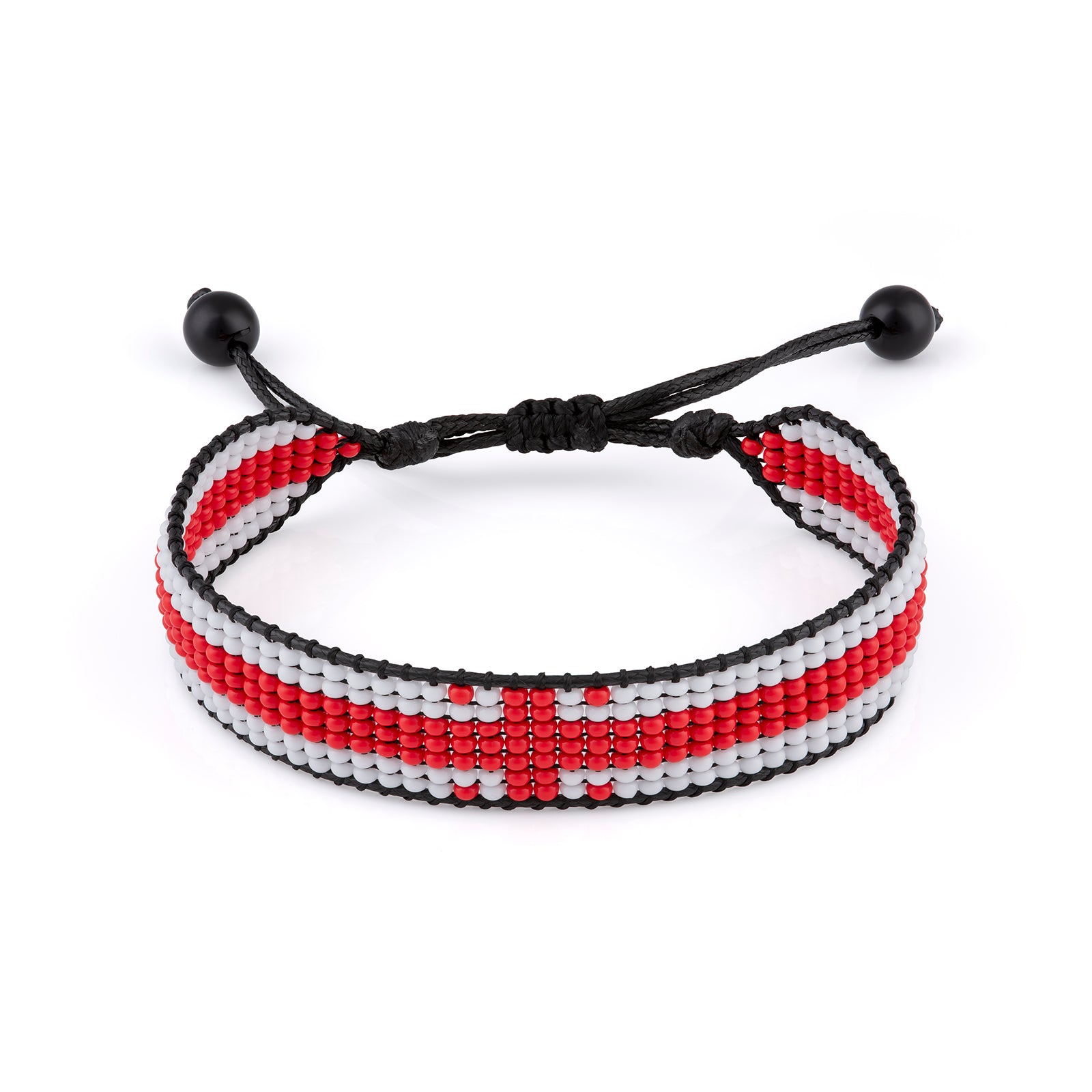 Georgia Flag Bracelet: Handmade Bracelet, Adjustable Beaded Wristband