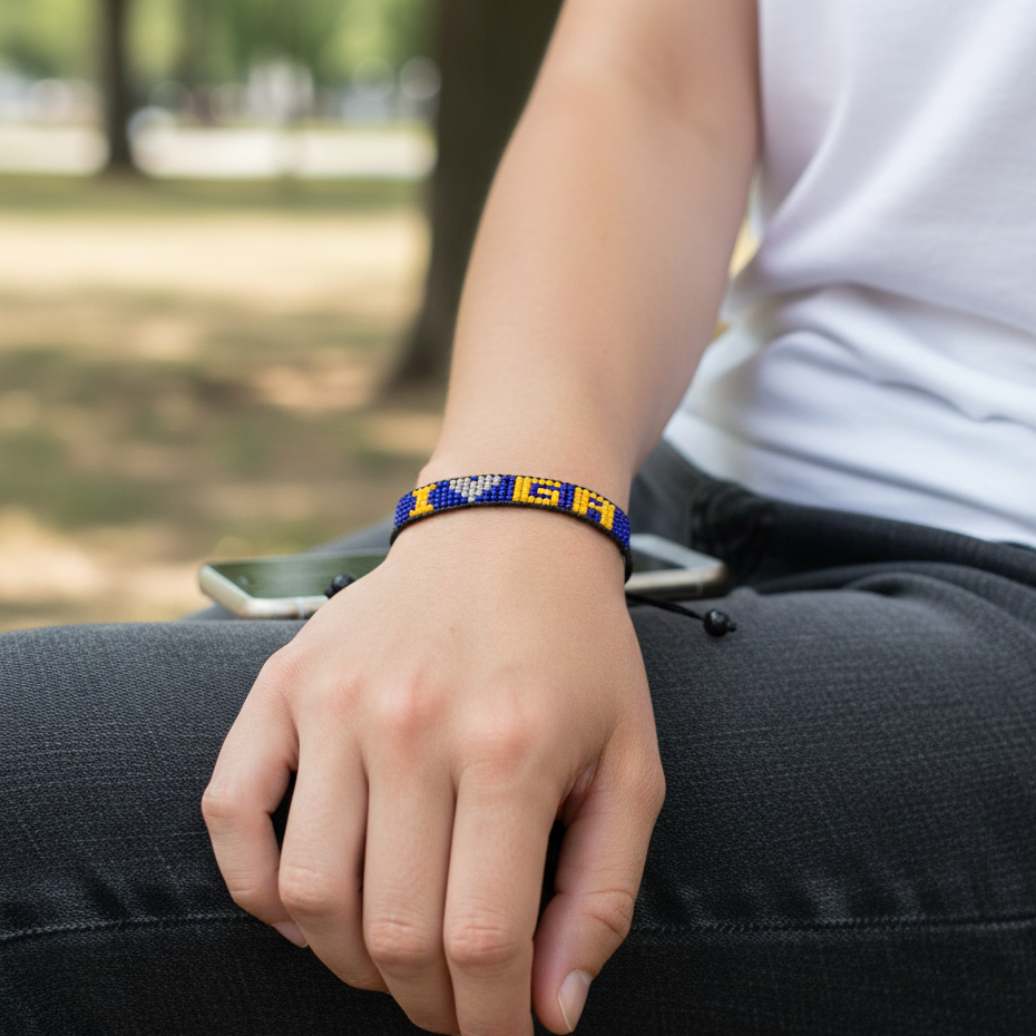 Bracelet en perles « I Love Georgia » – Fait main et ajustable