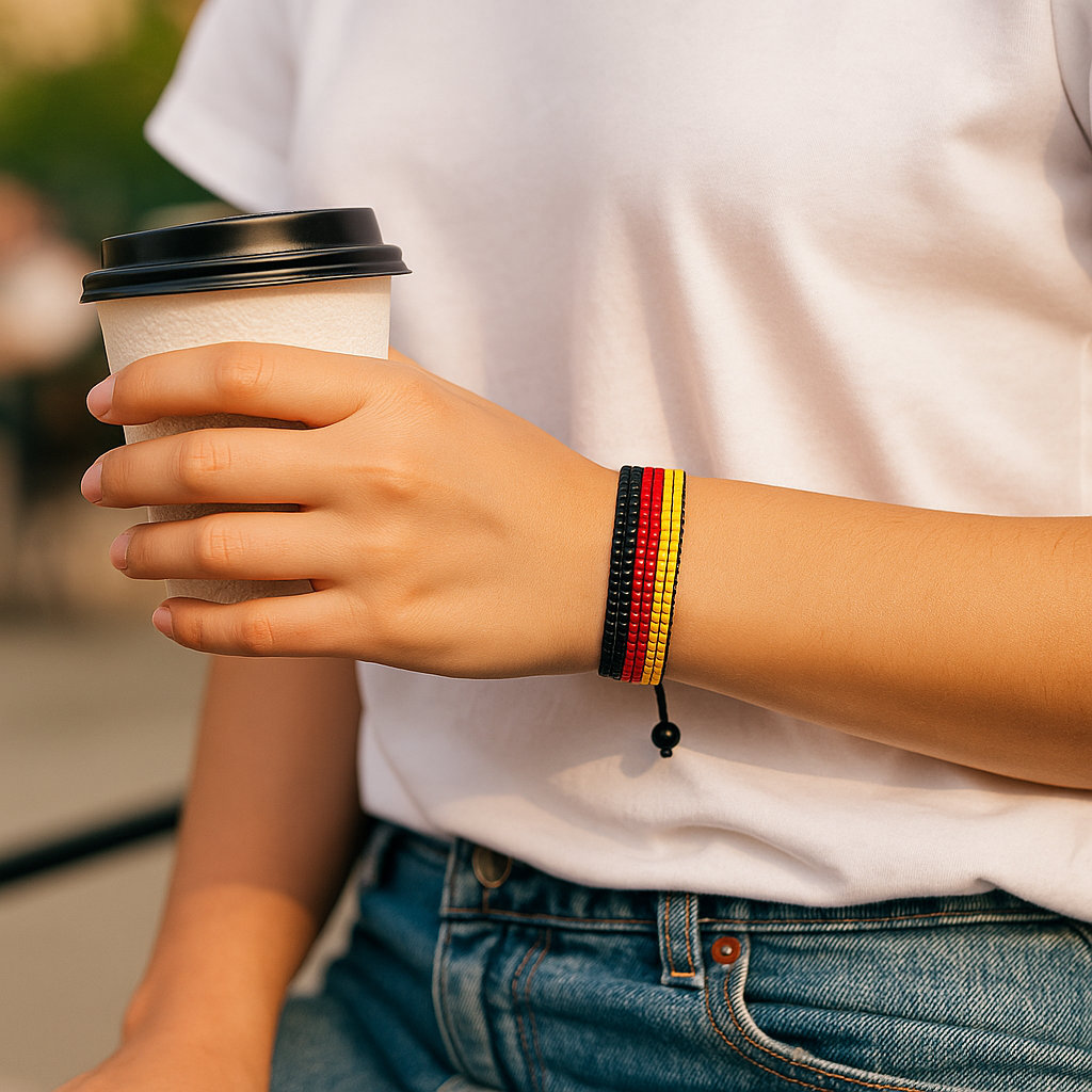 Deutschland Flaggen-Armband: Handgemachtes, verstellbares Perlenarmband