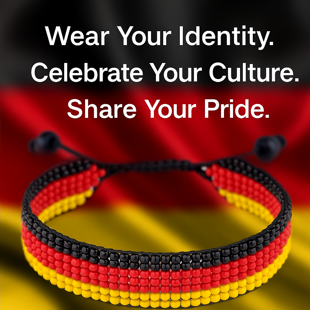 Deutschland Flaggen-Armband: Handgemachtes, verstellbares Perlenarmband
