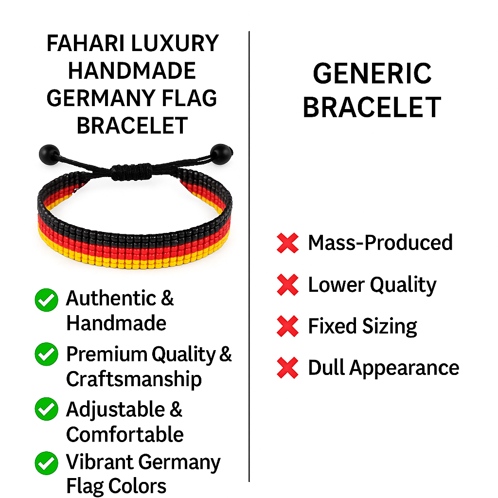 Deutschland Flaggen-Armband: Handgemachtes, verstellbares Perlenarmband