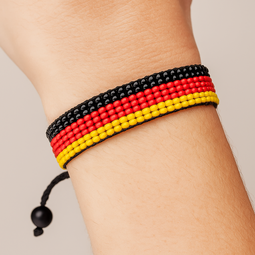 Deutschland Flaggen-Armband: Handgemachtes, verstellbares Perlenarmband