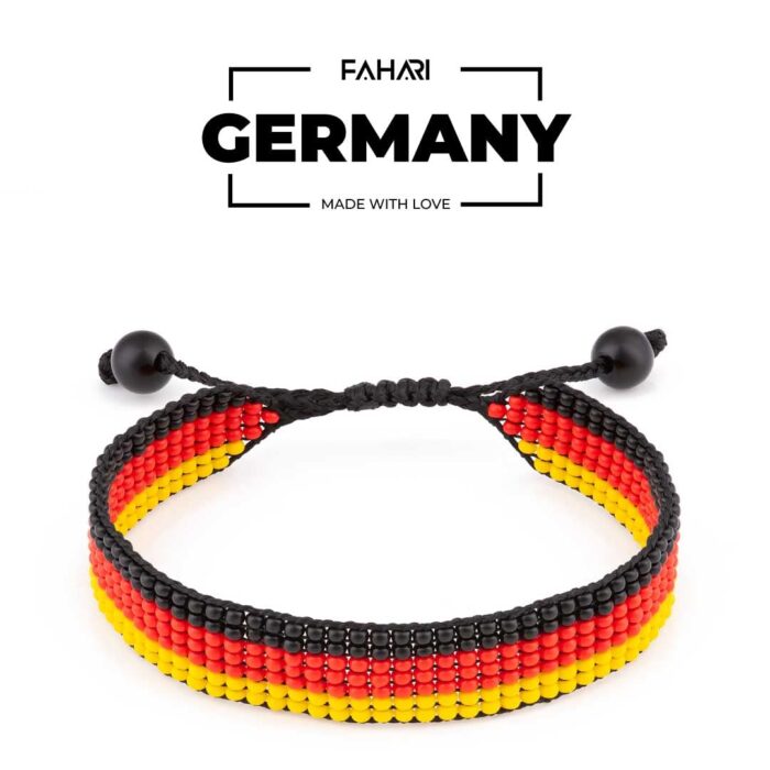 Deutschland Flaggen-Armband: Handgemachtes, verstellbares Perlenarmband