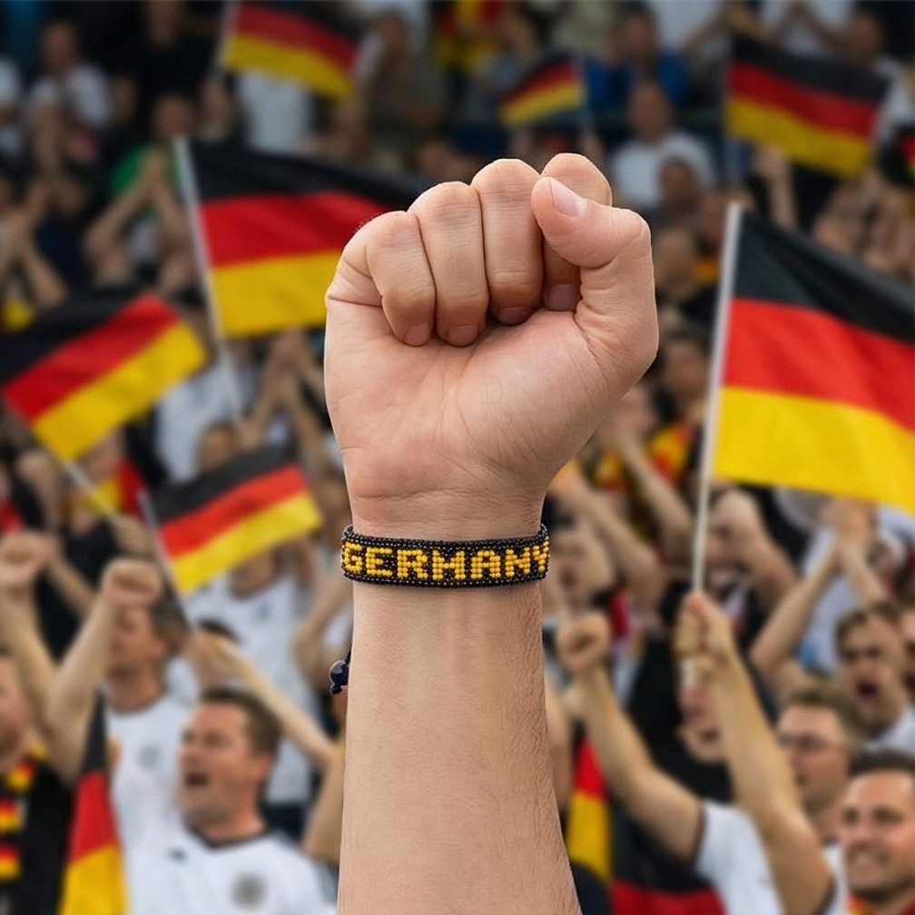 Fußball-WM 2026 Deutschland Perlen-Flaggenarmband – Handgefertigt & Verstellbar