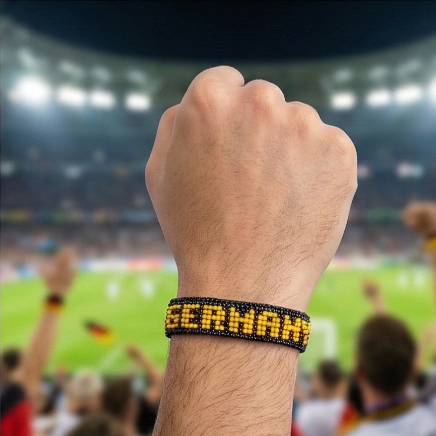 Fußball-WM 2026 Deutschland Perlen-Flaggenarmband – Handgefertigt & Verstellbar